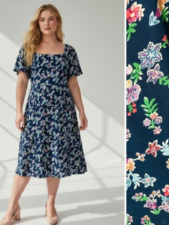 Vermont Country Store Dresses & Skirts - Vermon Country Store Ella Simone Cotton M Navy Floral Floral Summes Dress